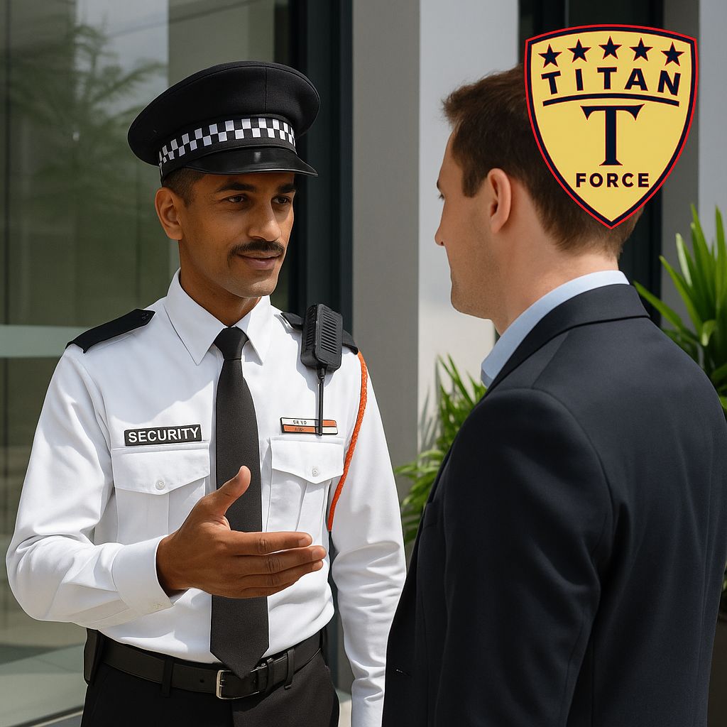 Titan Force security guard delivering professional client service and certified security solutions in Malaysia