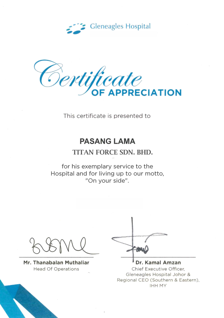 Gleneagles Appraisal for Security guard Company